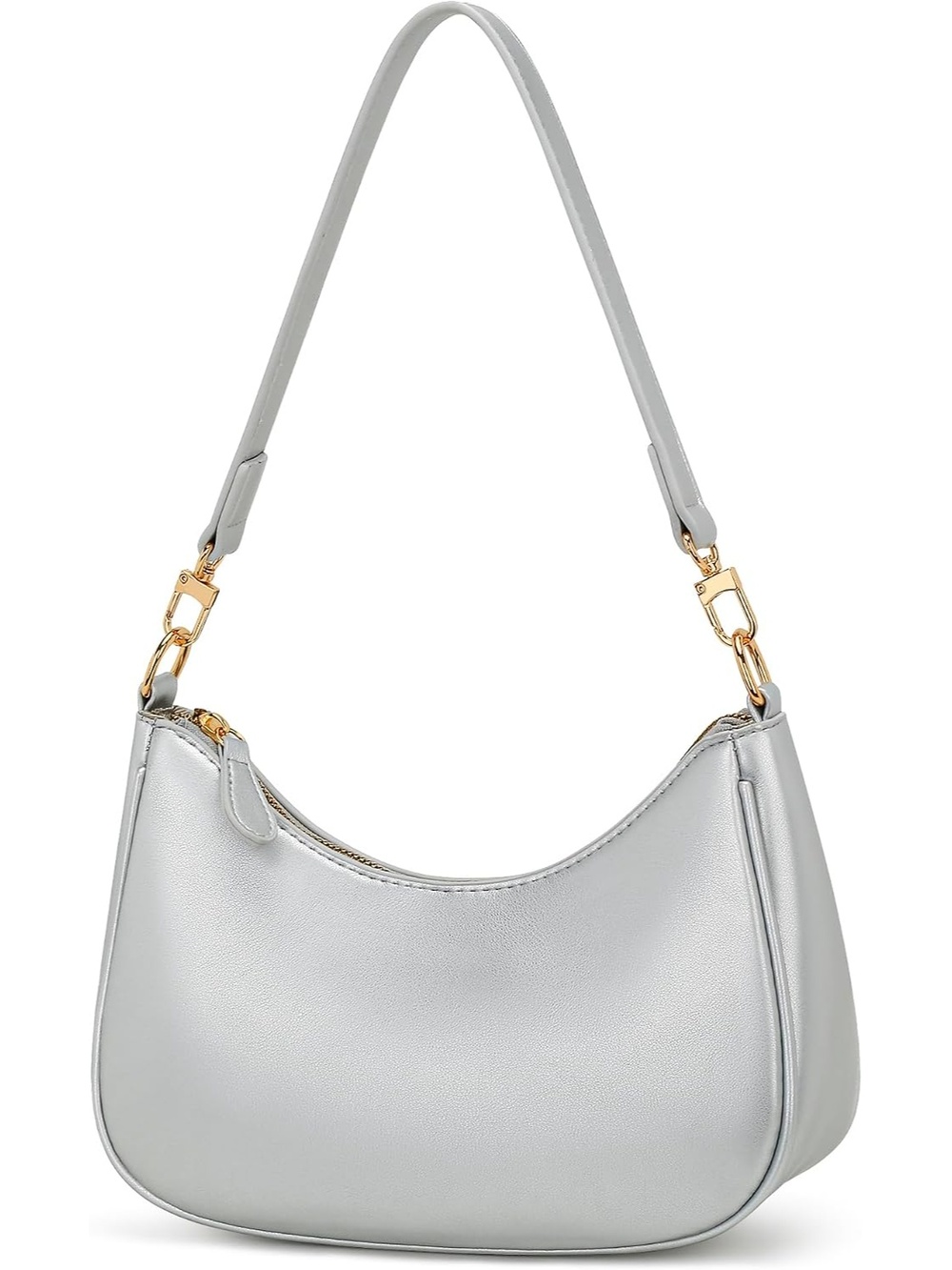 〽️ Women's Silver Cute Hobo Clutch Purses Zipper Tote Shoulder Handbags